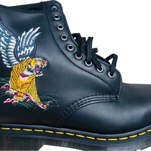 Dr. Martens Black Boots with Embroidered Tiger